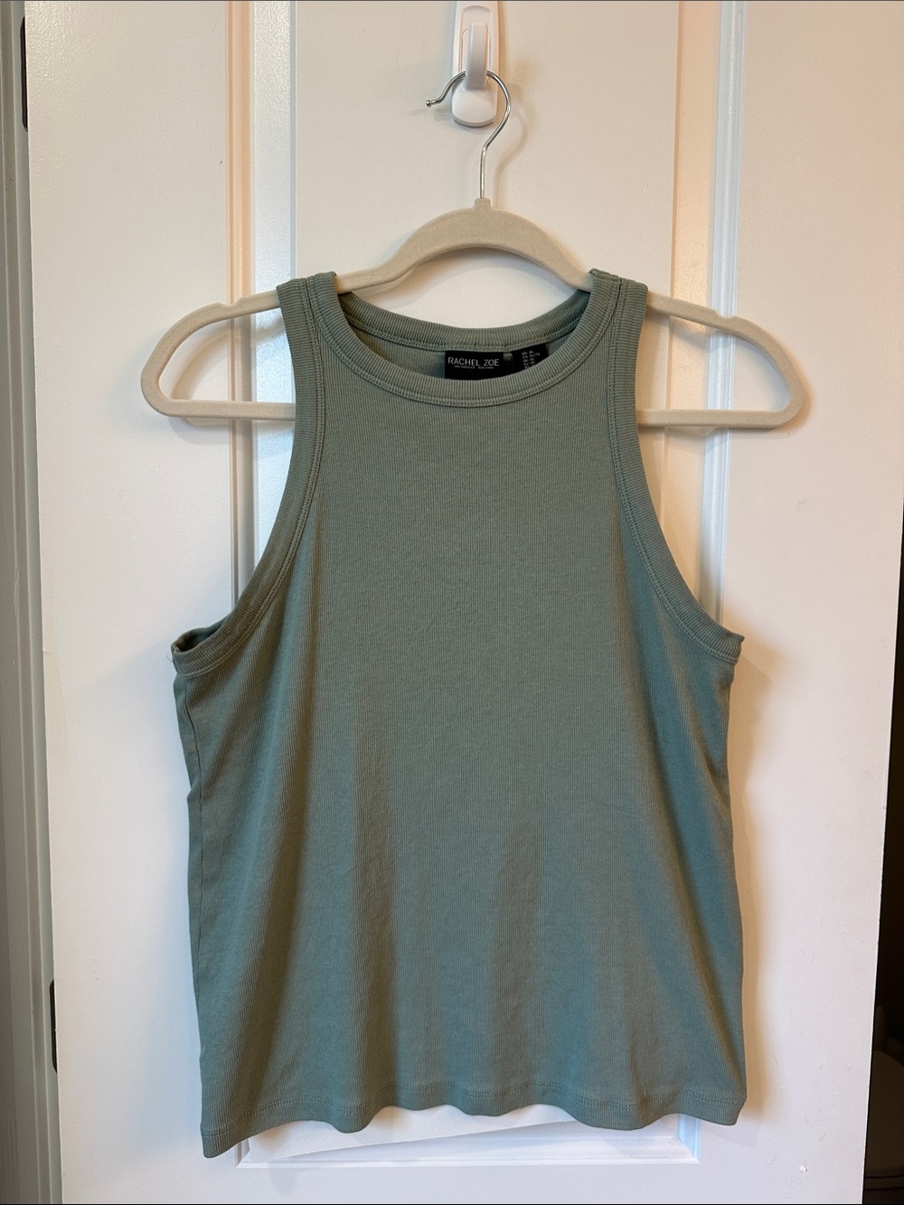 Rachel Zoe Sage Green Ribbed Tank Top